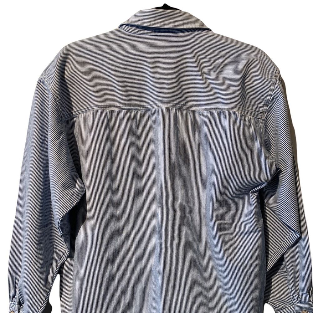 Vintage Gotcha Covered Railroad pinstripe rounded hem button up size Medium rare - Picture 5 of 10
